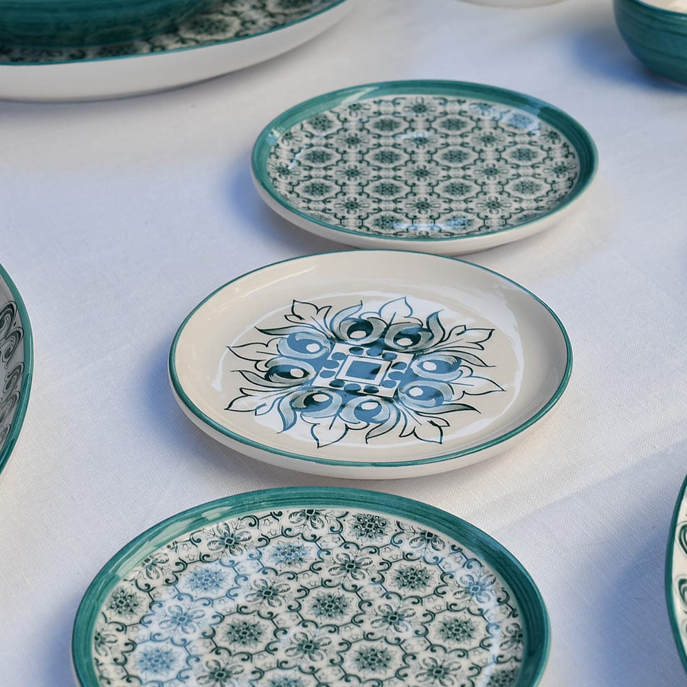 Assiette à pain motifs azulejos verts et blancs Assiette en céramique "Brasão" 12cm - Verte