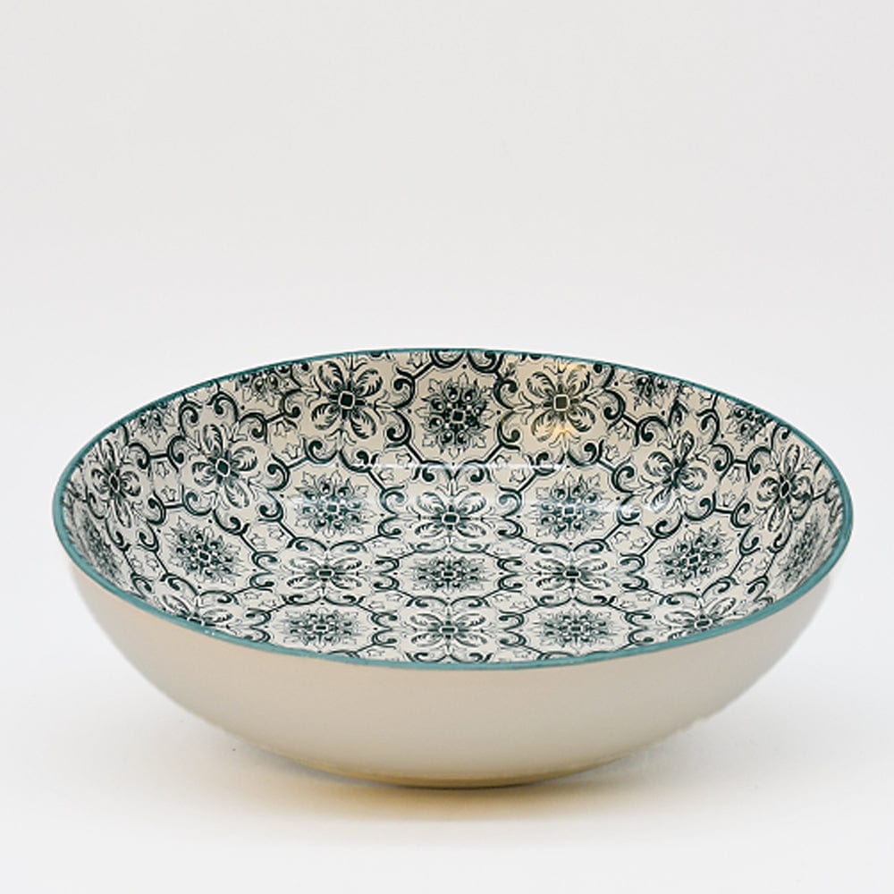 Assiette creuse en céramique motifs azulejos verts version 1 Assiette creuse en céramique "Padrão" - Verte