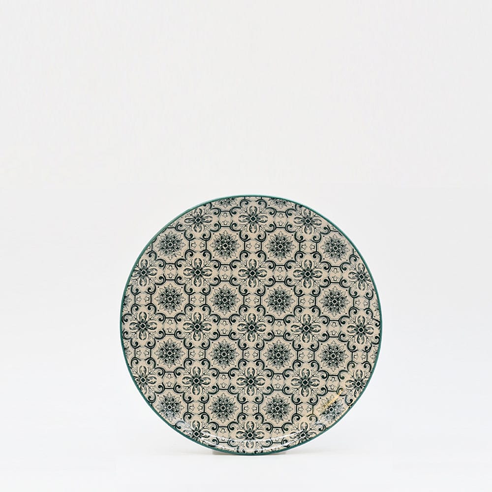 Assiette en céramique 20cm motifs azulejos verts Assiette en céramique "Padrão" 20cm - Verte