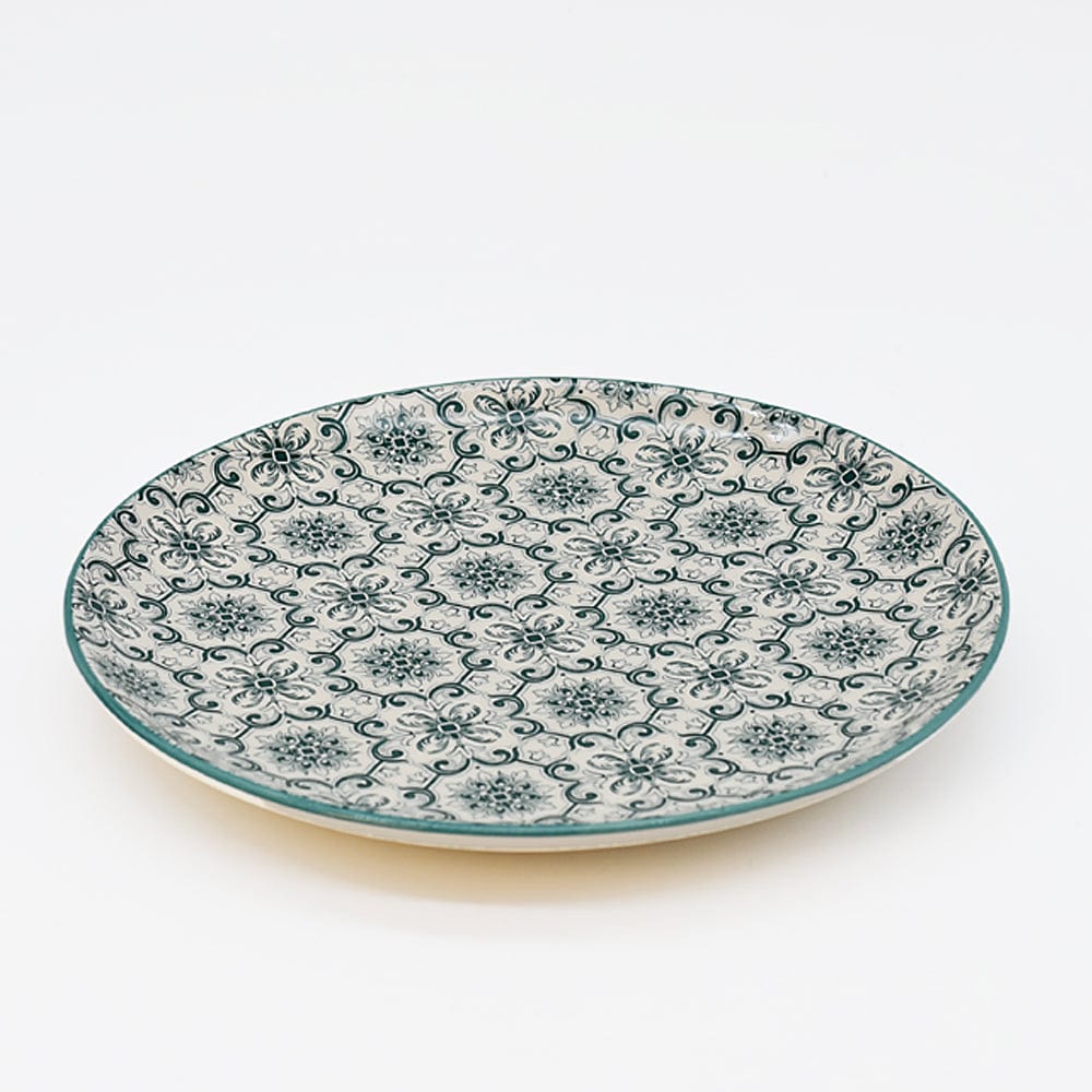 Assiette en céramique 20cm motifs azulejos verts Assiette en céramique "Padrão" 20cm - Verte