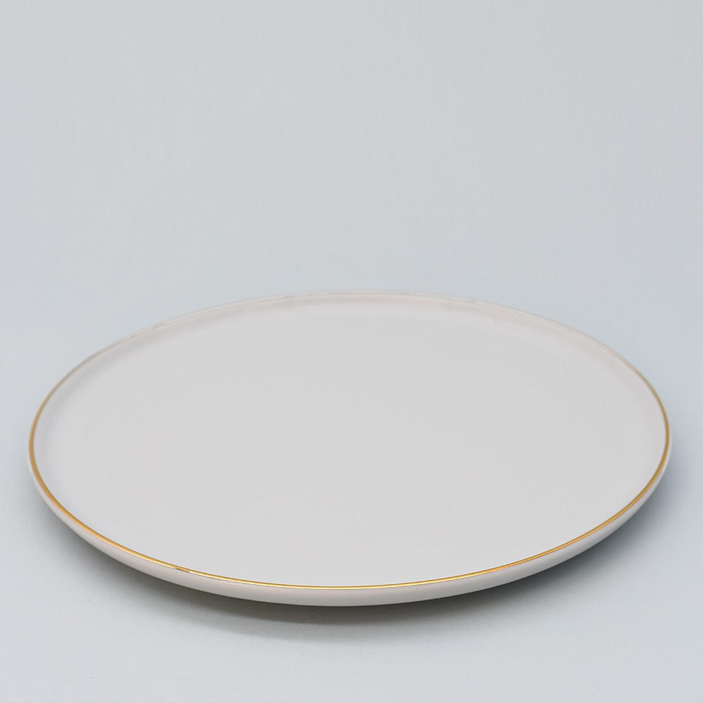 Assiette en porcelaine blanche à bord doré Ø21cm – Fabriquée au Portugal Assiette en porcelaine "Resonance" - 23cm