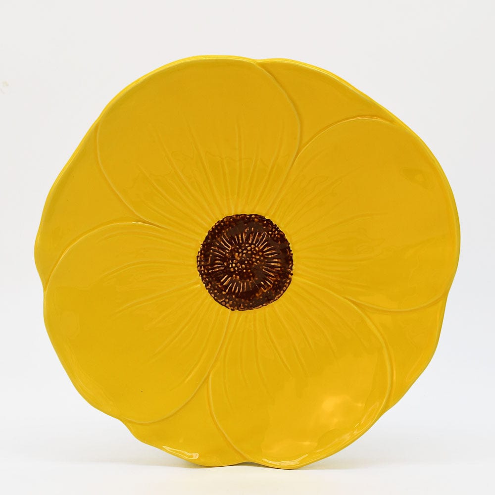 Assiette jaune en forme de fleur Assiette en céramique "Papoila" 27cm - Jaune