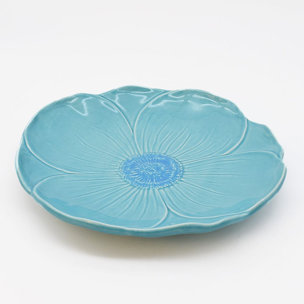 Assiette turquoise en forme de fleur Assiette en céramique "Papoila" 27cm - Turquoise