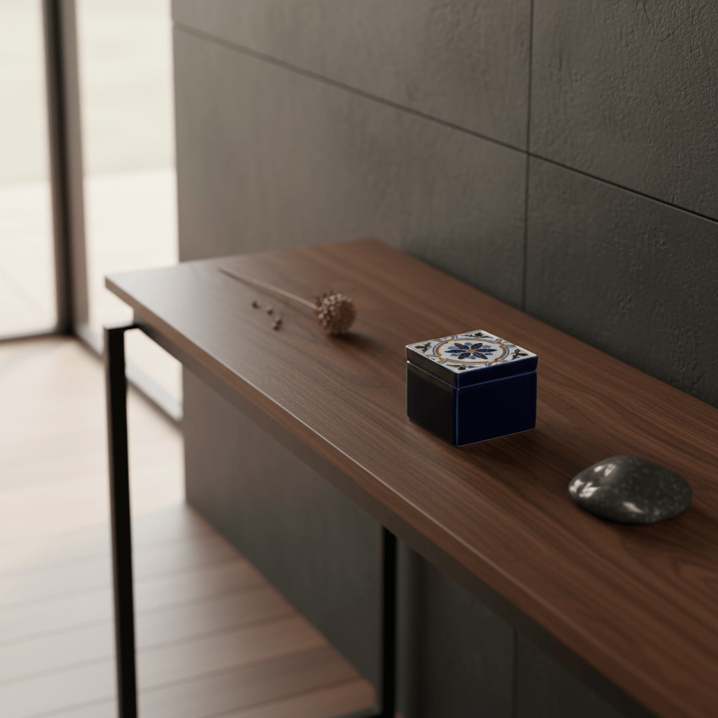 Boîte Céramique Artisanale Azulejos - Bleu & Liège Boite à secrets "Azulejos" - Bleu