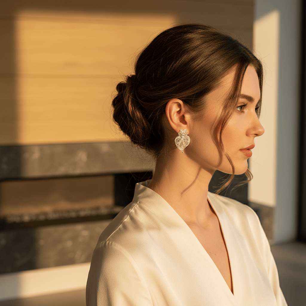 Boucles d'oreille en filigrane d'argent I Vente de bijoux argent Coração de Viana I Boucles d'oreille en argent - 3cm