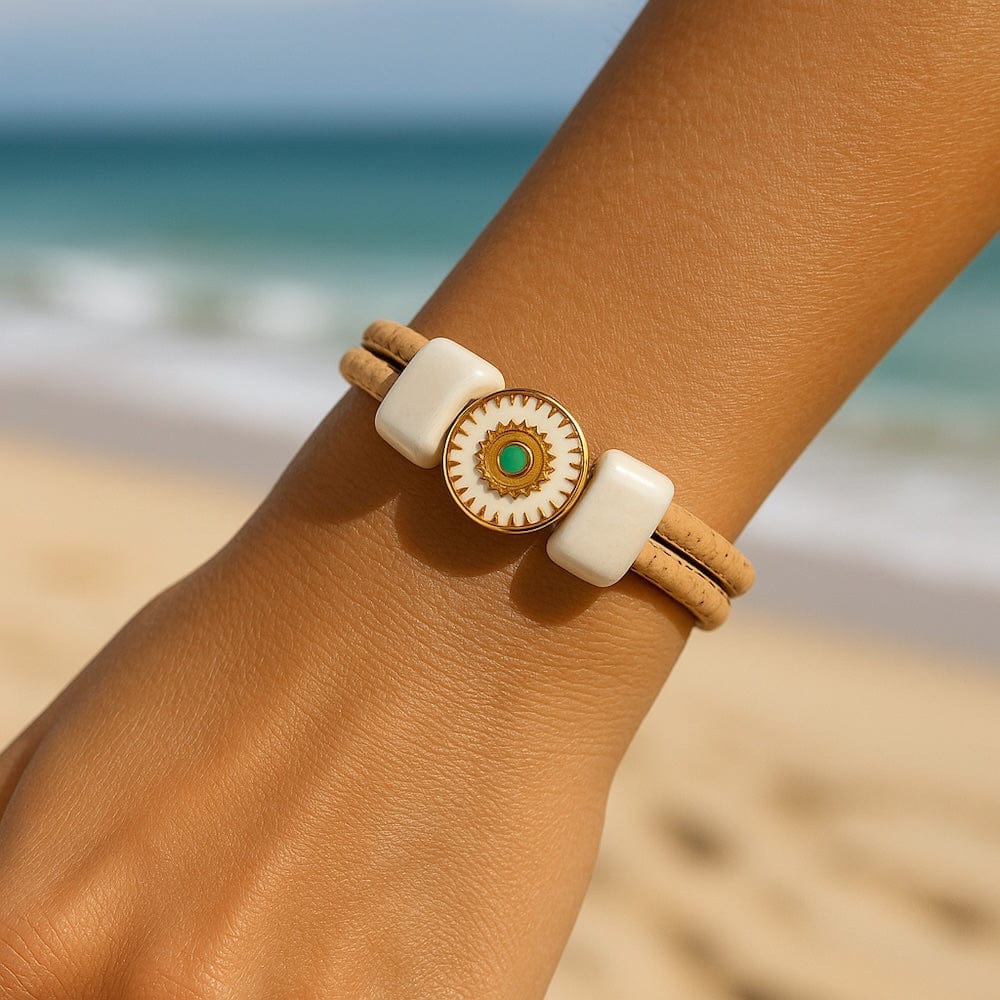Bracelet en liège naturel et céramique – Fait main au Portugal Bracelet en liège et perles