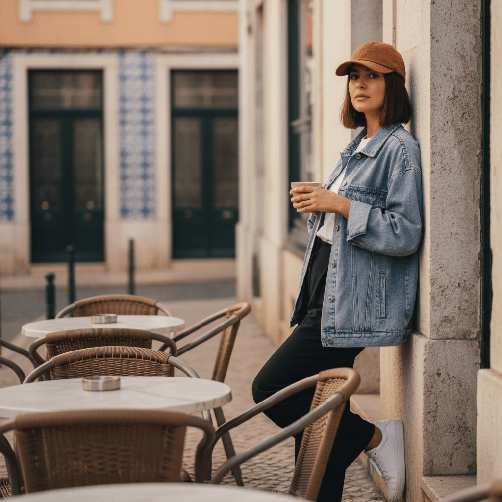 Casquette Gavroche en lin Bleu Denim Casquette en lin - Camel