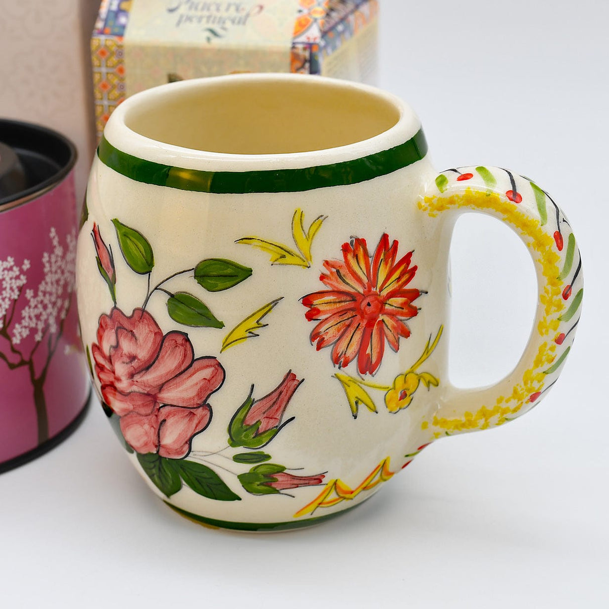 Coffret cadeau portugais – Amandes chocolatées, infusion & céramique artisanale Coffret cadeau "Amêndoas"