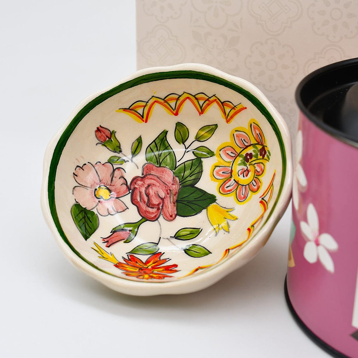 Coffret cadeau portugais – Amandes chocolatées, infusion & céramique artisanale Coffret cadeau "Amêndoas"