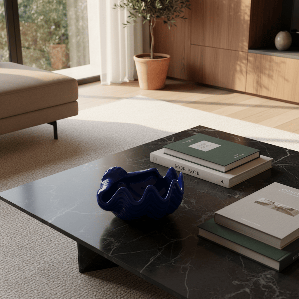 Coquillage en céramique bleu cobalt I Coupe portugaise en forme de coquillage Coquillage en céramique 16cm - Bleu Cobalt