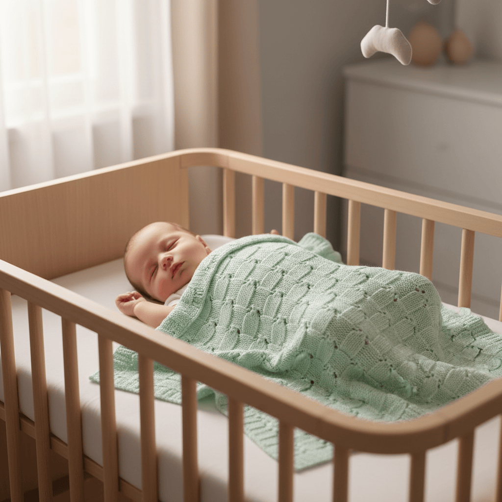 Couverture bébé verte en maille acrylique douce et légère Couverture en maille pour bébé - Vert