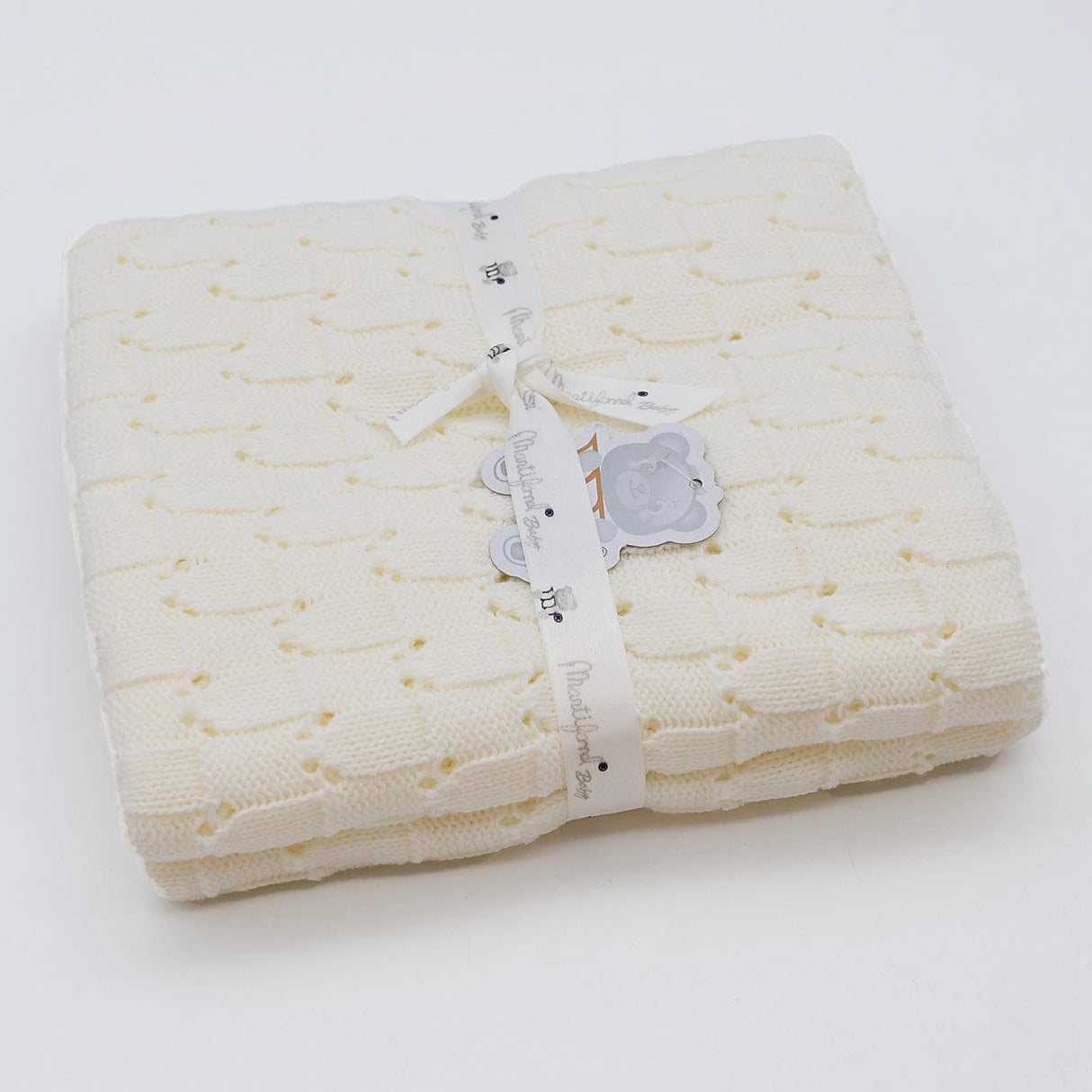 Doudou jaune en coton aux motifs sardines portugaises Couverture en tricot - Blanc