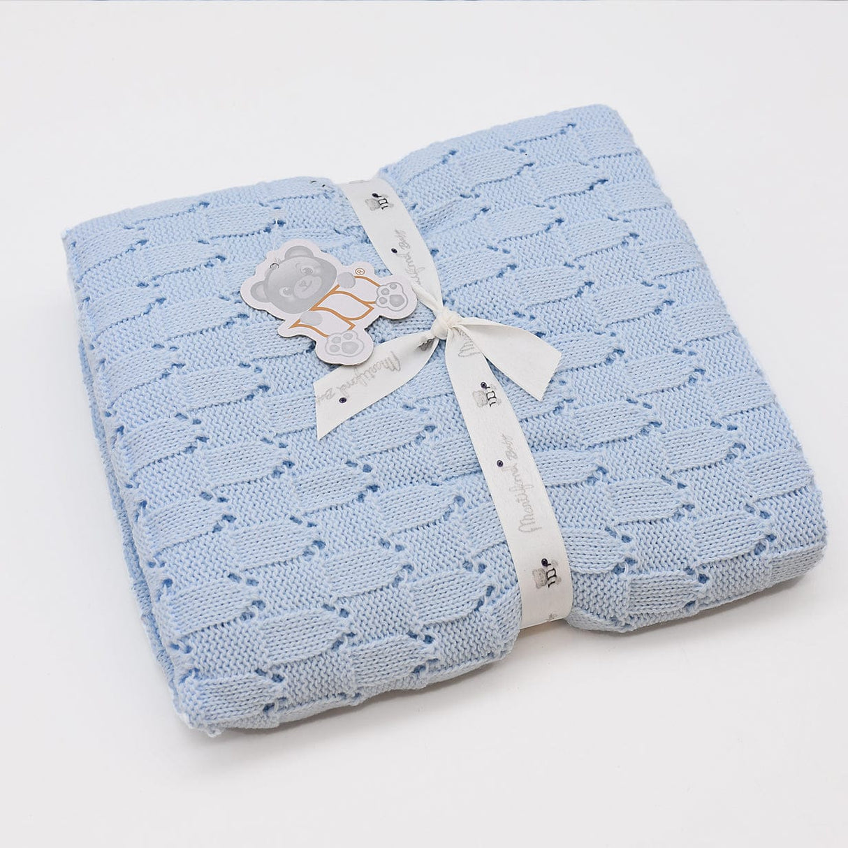Doudou jaune en coton aux motifs sardines portugaises Couverture en tricot - Bleu