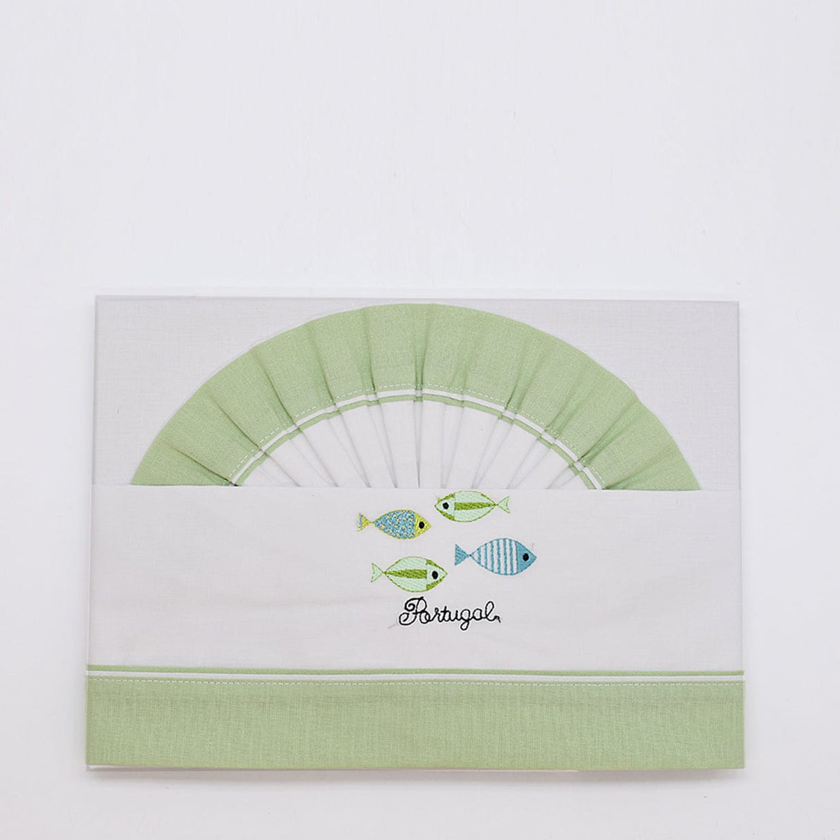 Doudou jaune en coton aux motifs sardines portugaises Tour de lit en coton "Sardinhas" - Vert