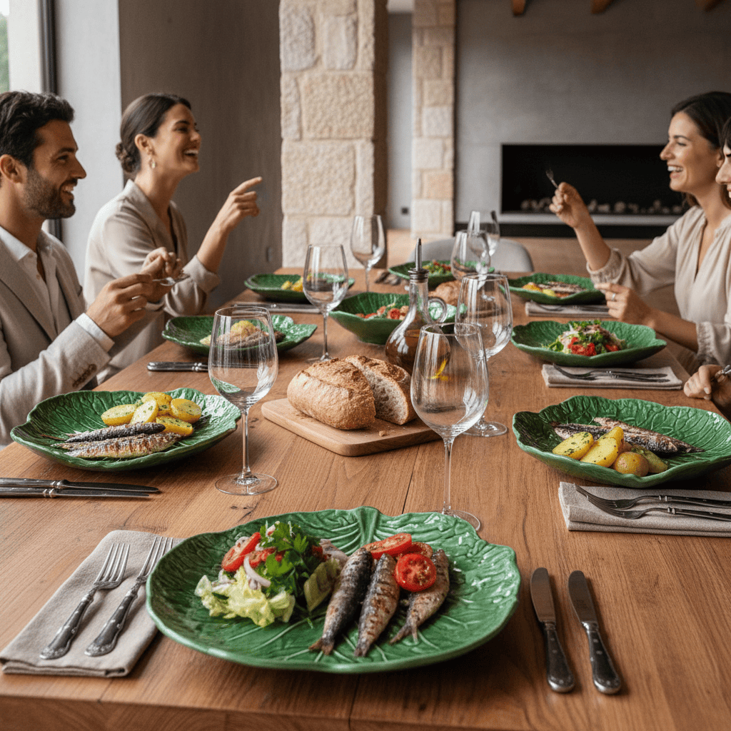 Grande assiette en forme de feuille de chou I Vaisselle portugaise Assiette en céramique en forme de feuille de chou - 27 cm