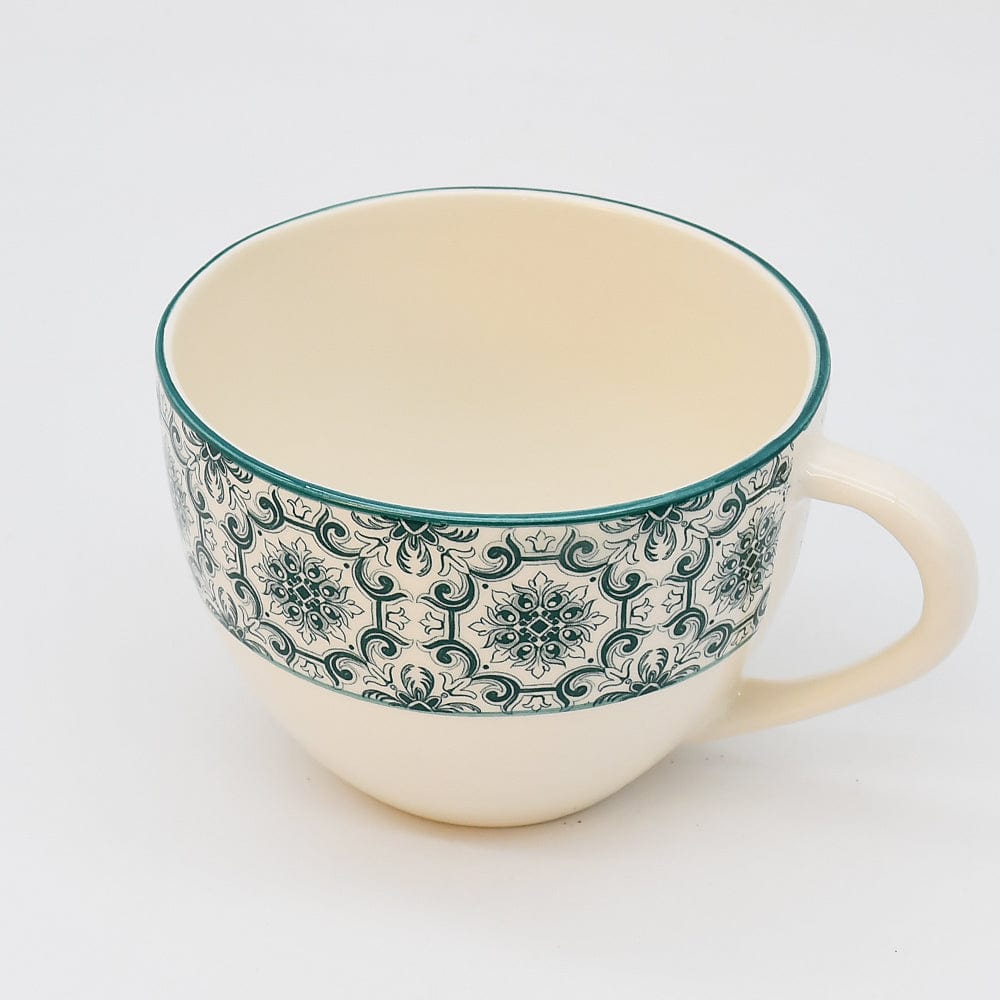 Grande tasse portugaise motifs azulejos verts et blancs Grande tasse en céramique "Padrão" - Verte