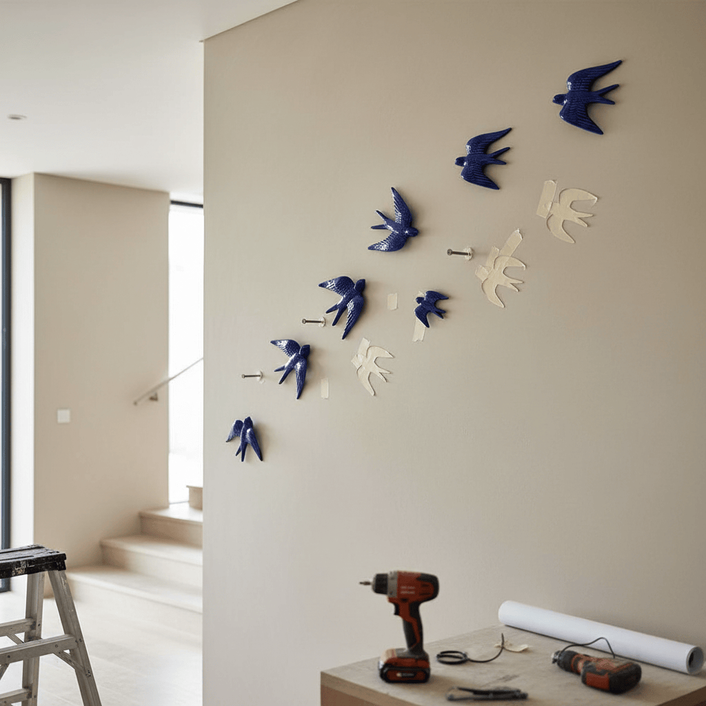 Hirondelle murale en céramique bleu cobalt du Portugal Hirondelle en céramique - Bleu cobalt