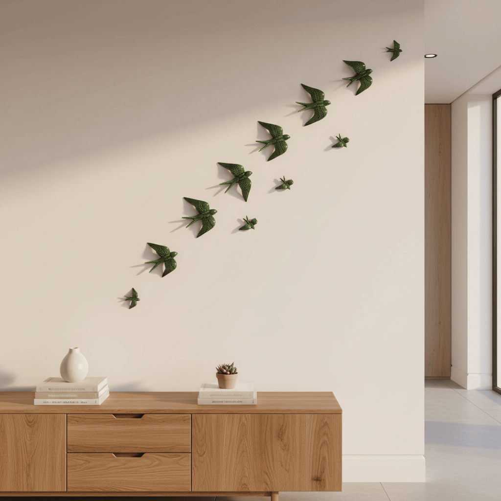 Hirondelle verte en céramique traditionnelle Bordallo Pinheiro Hirondelle de Caldas da Rainha en céramique verte