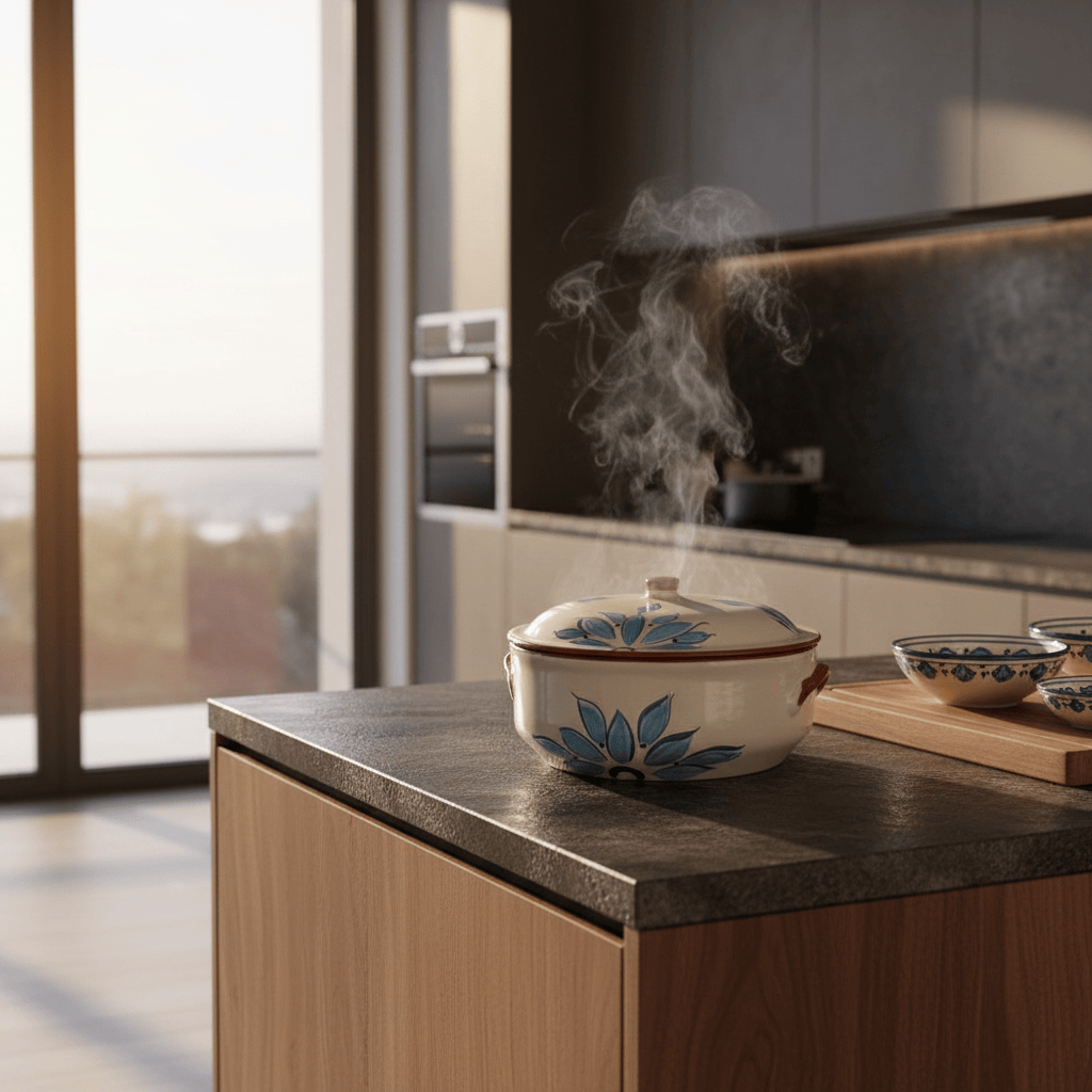 Marmite en terre cuite portugaise Marmite en terre cuite - Turquoise