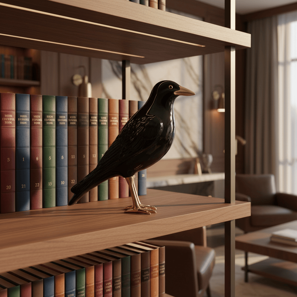 Merle I Oiseau en céramique et laiton Corbeau en céramique "O Corvo"