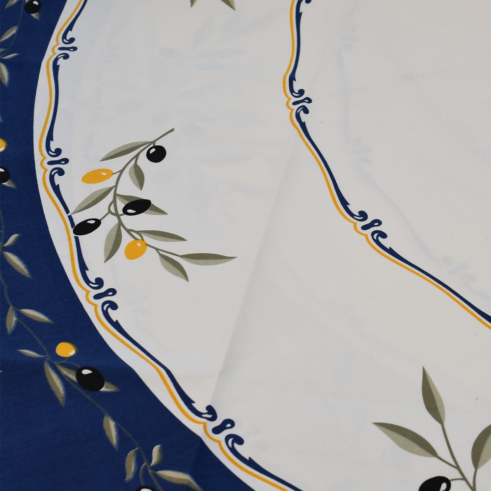Nappe portugaise bleue motifs oliviers – Coton & polyester facile à entretenir Nappe en coton "Azeitona" - Bleue