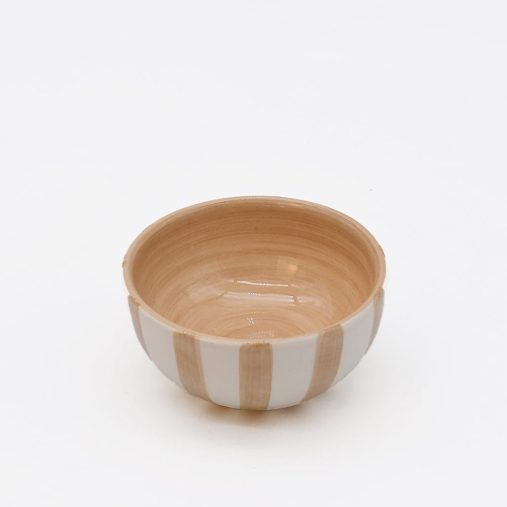 Petit bol en céramique rayé moka et blanc Petit bol rayé "Costa Nova Mar" - Moka