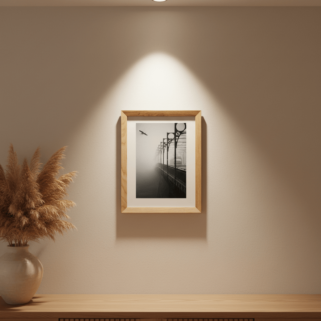 Photo d'art signée des ponts de Porto en noir et blanc Photo d'art signée "Morning fog#2"