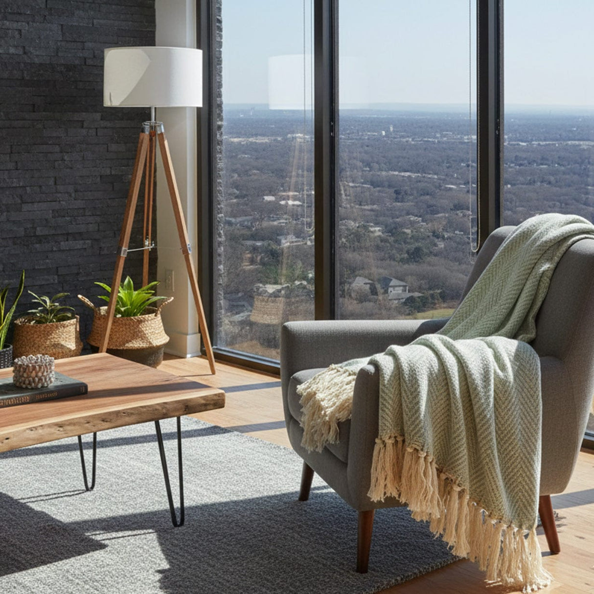 Plaid en coton vert d'eau motifs chevrons I Artisanat du Portugal en ligne Plaid en coton "Chevrons" - Vert d'eau