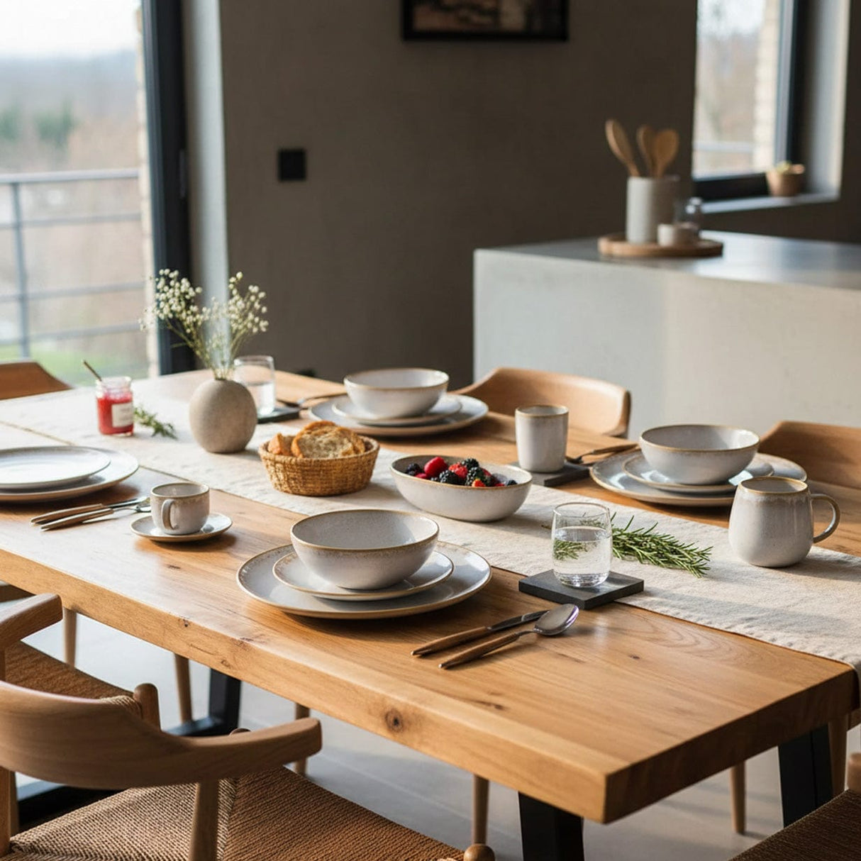 Plat de service en grès blanc de la collection portugaise Amazonia Plat ovale en grès "Amazonia" Blanc - 25cm