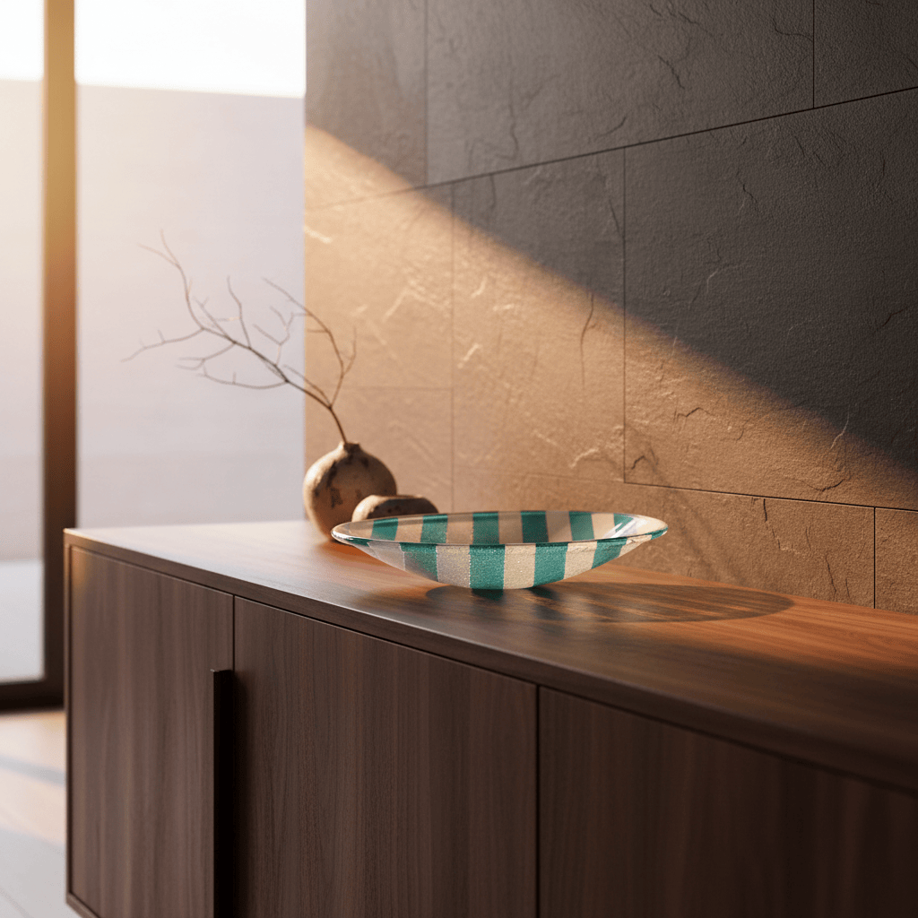 Plat de service en verre turquoise I Artisanat portugais Plat en verre "Marinha Grande" - Turquoise