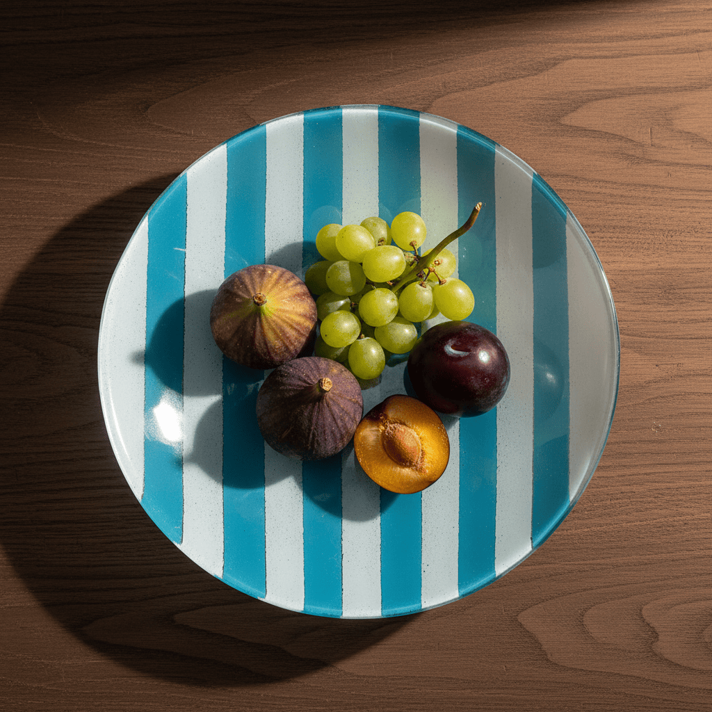 Plat de service en verre turquoise I Artisanat portugais Plat en verre "Marinha Grande" - Turquoise