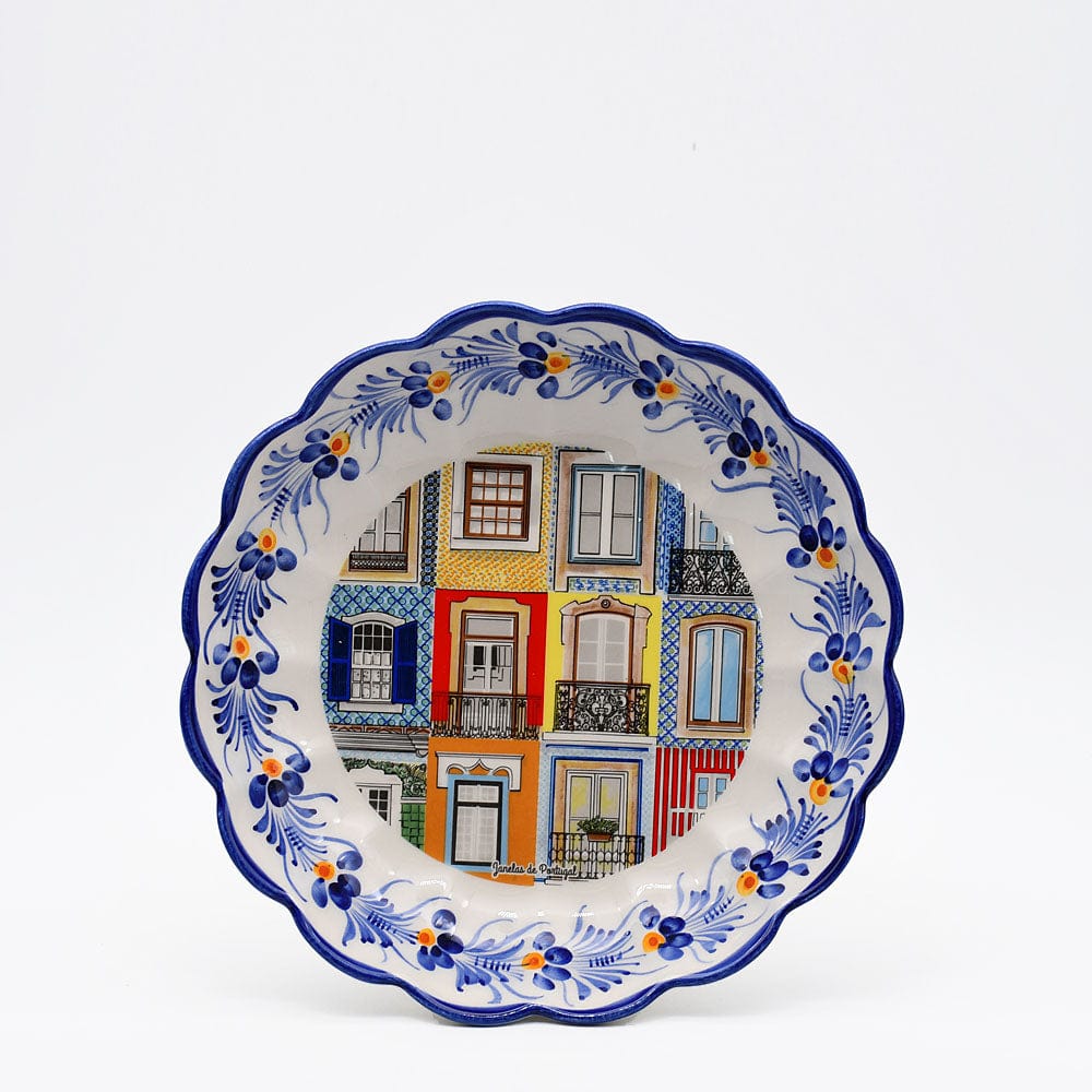 Plat en céramique traditionnel du Portugal I bleu 24cm Plat en céramique "Janelas" - 24cm