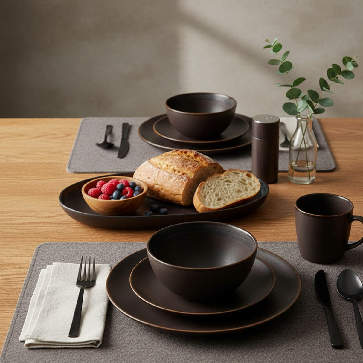 Plat ovale en grès marron portugais Plat de service en grès "Café" - 34cm