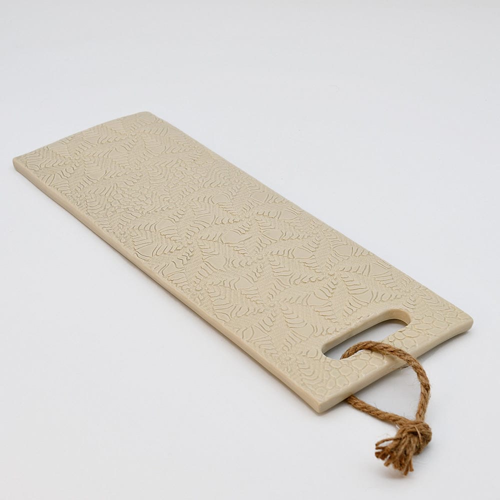 Plateau en céramique beige I Motifs dentelles portugaises Plateau de service "Renda" - Beige