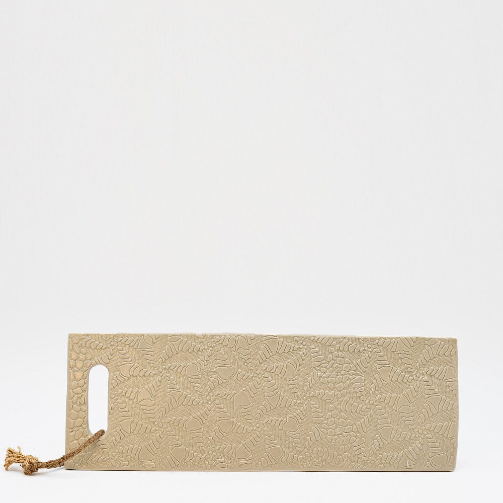 Plateau en céramique beige I Motifs dentelles portugaises Plateau de service "Renda" - Beige