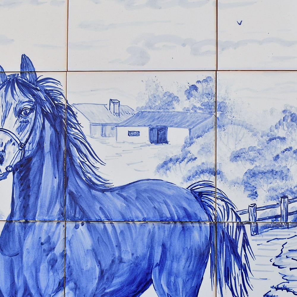 Réplique fidèle d’une fresque d’azulejos portugais du XVIIIᵉ siècle Fresque d'azulejos 90x60cm