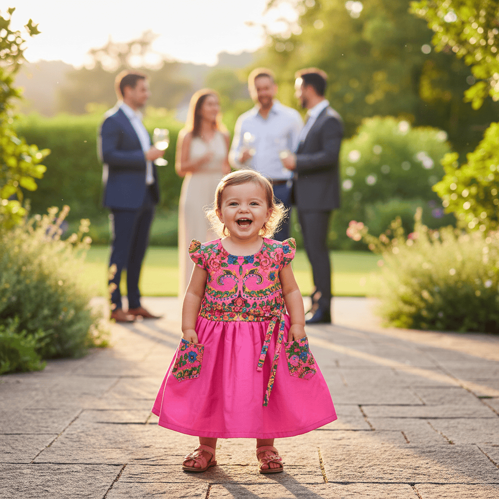 Robe enfant portugaise rose à motifs floraux Viana Robe enfant à motifs Viana - Rose