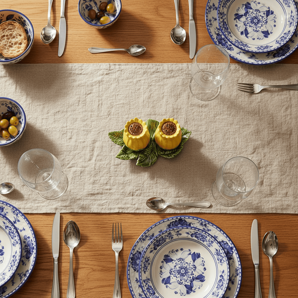 Salière Poivrière en forme de Tournesol I Vaisselle portugaise Salière & Poivrière en forme de Tournesol