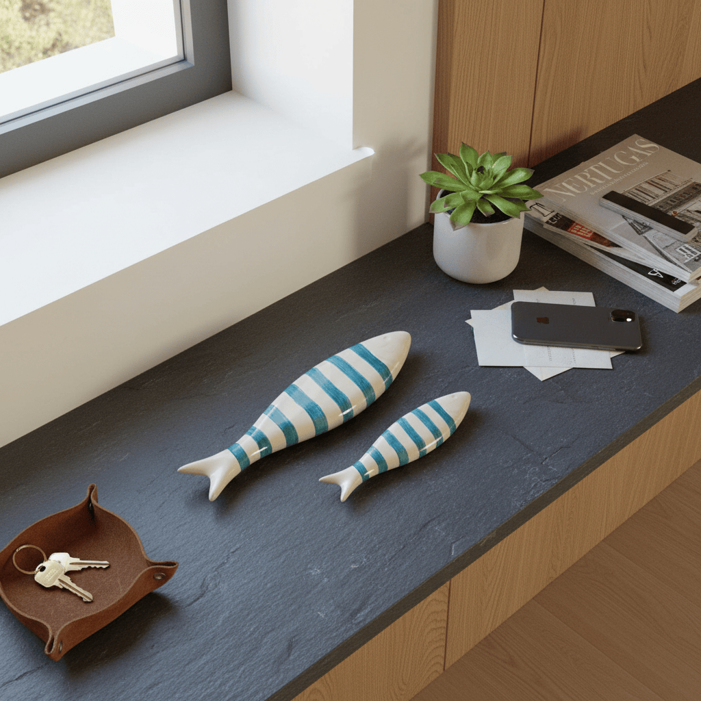 Sardine en céramique à poser turquoise Sardine en céramique à poser - Turquoise