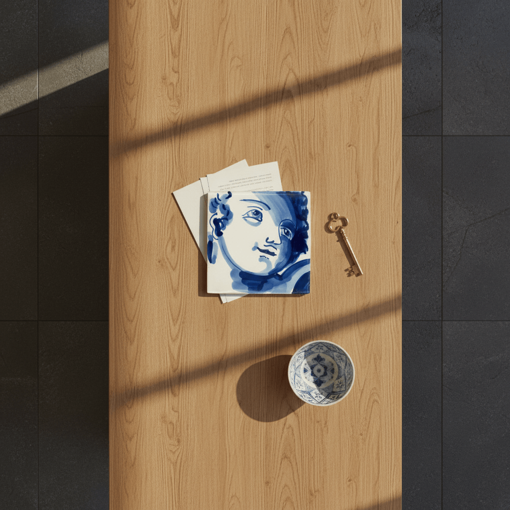 Sous plat Azulejo Anjo Barroco I Azulejo du Portugal Azulejo 14x14cm - Anjo Barroco