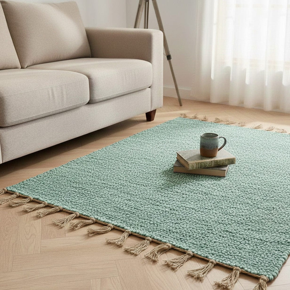 Tapis artisanal vert I Tapis artisanal portugais Tapis Artisanal - Vert d'eau