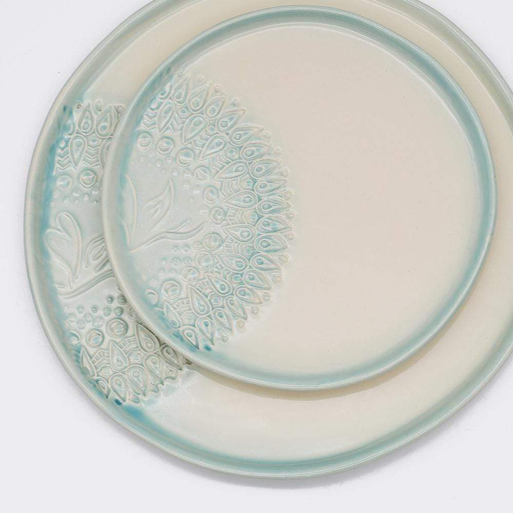Assiette "Estrela do mar" verte et blanche - 27cm