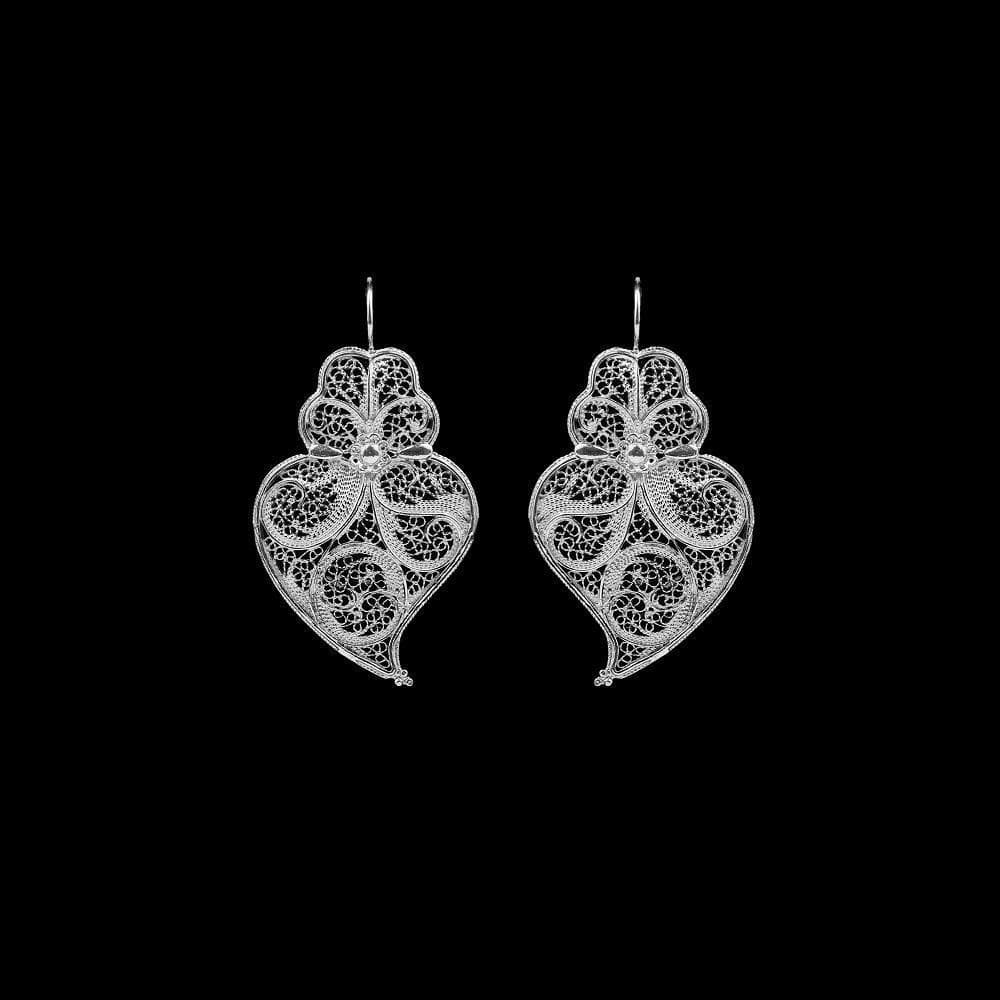 Coração de Viana I Boucles d'oreille en argent oxydé - 3.5cm