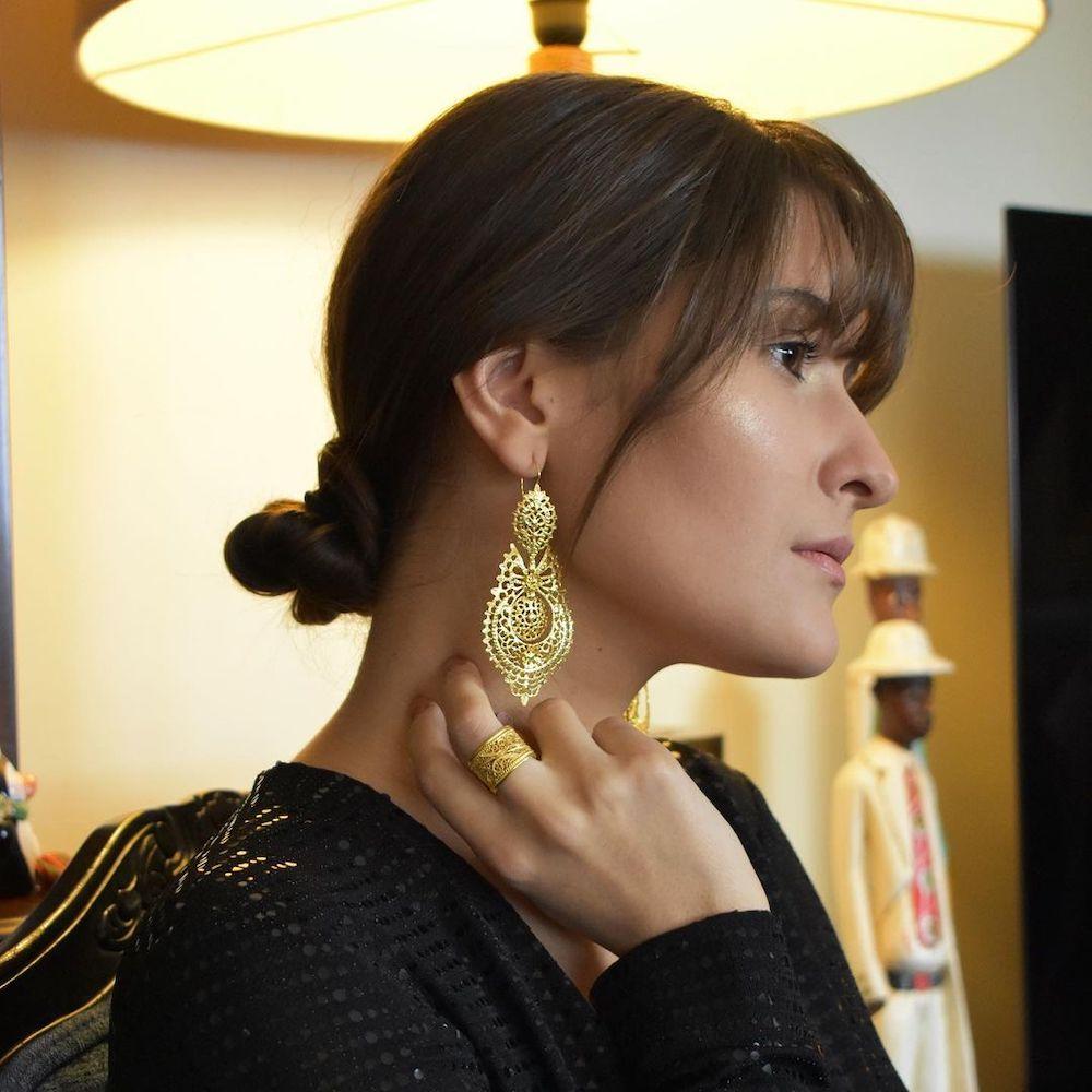 Boucles d'oreille de la Reine en argent doré I Bijoux portugais Boucles d'oreille de la Reine - Argent doré - 5 cm