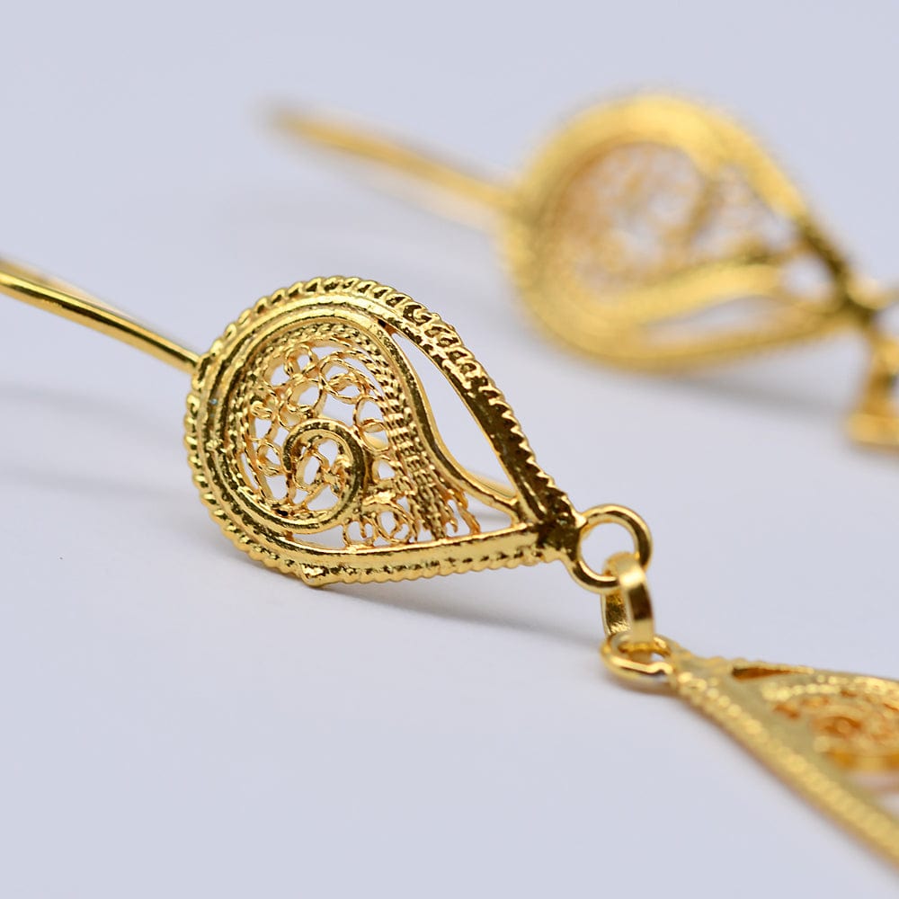 Boucles d'oreille en filigrane d'argent doré I Vente de bijoux argent Boucles d'oreille en argent doré