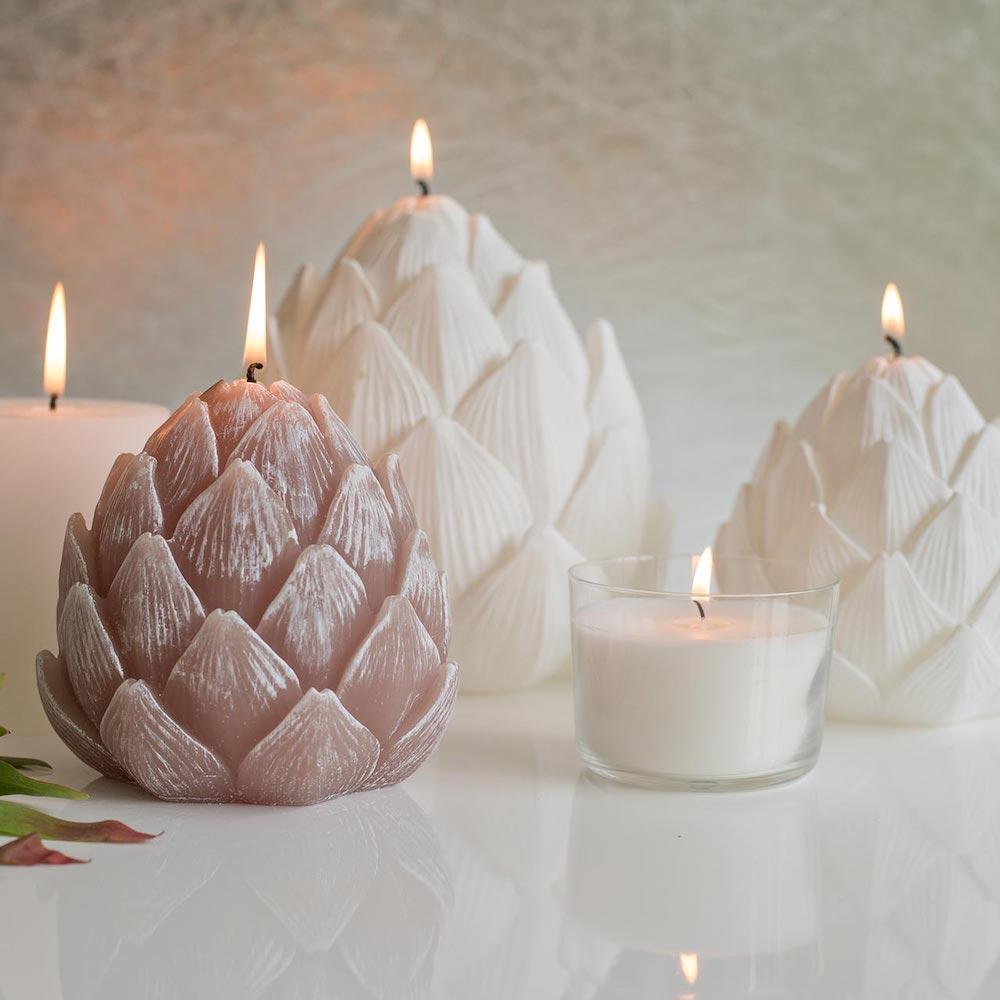 Bougie décorative Blanche en forme d'artichaut Bougie décorative "Alcachofras" Blanche - 19cm