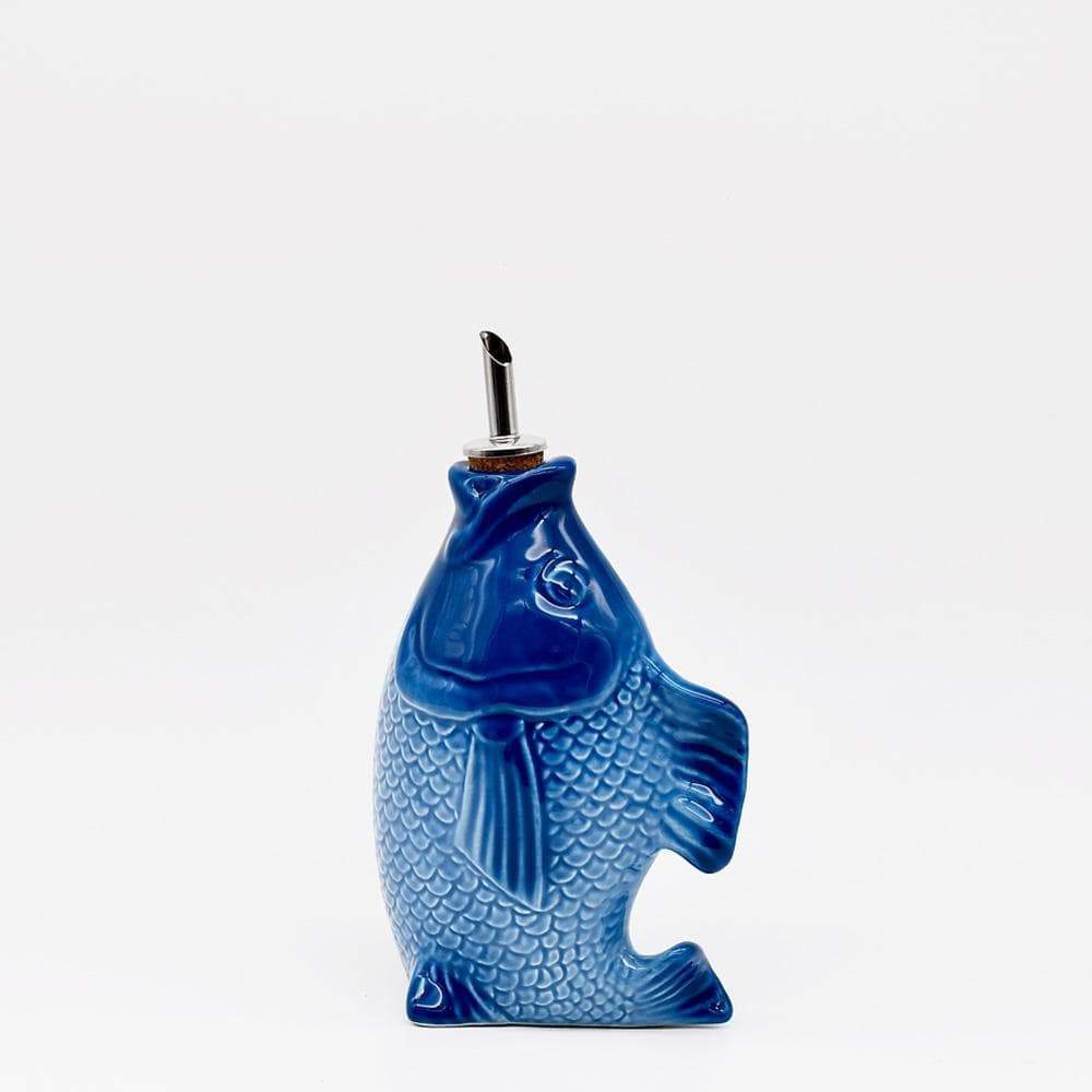 Carafe à huile en céramique en forme de Poisson - Bleue