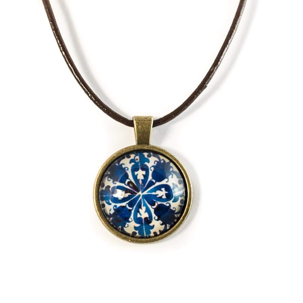 Collier cuir à pendentif "Azulejo"