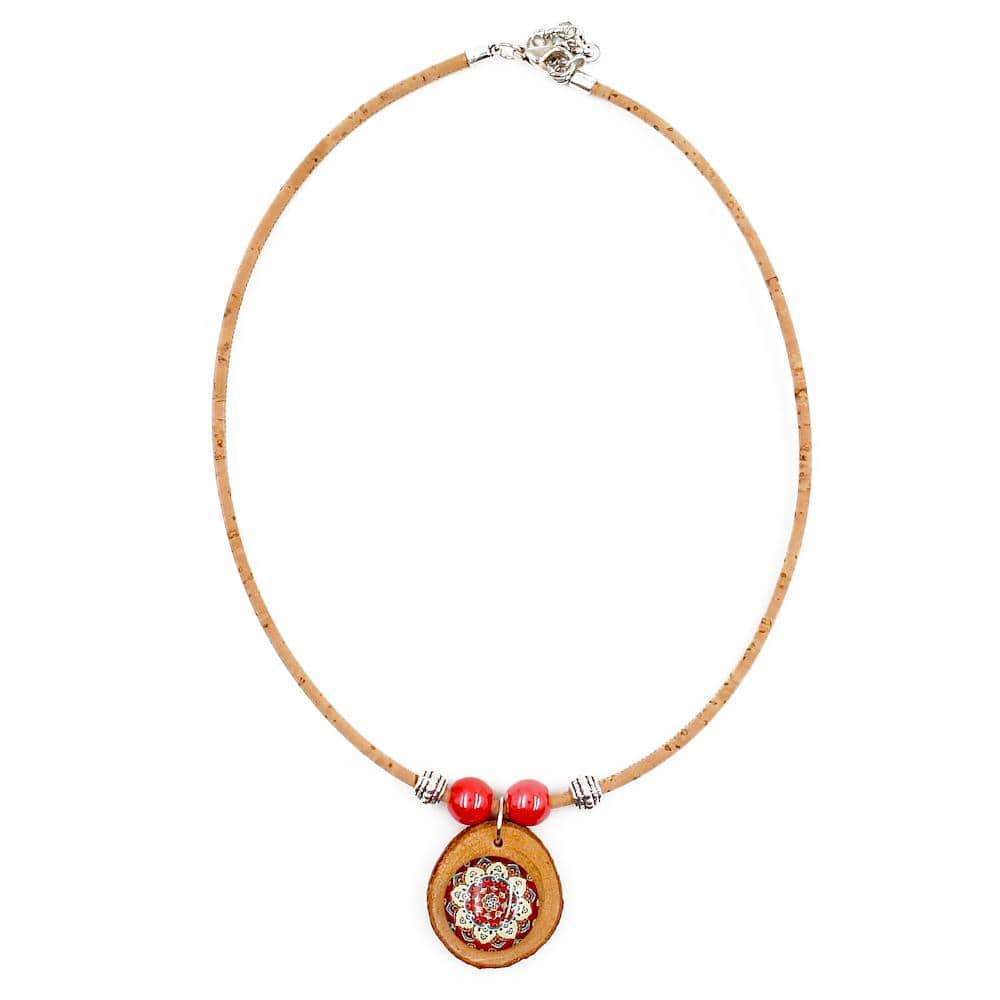 Collier en liège à pendentif en bois