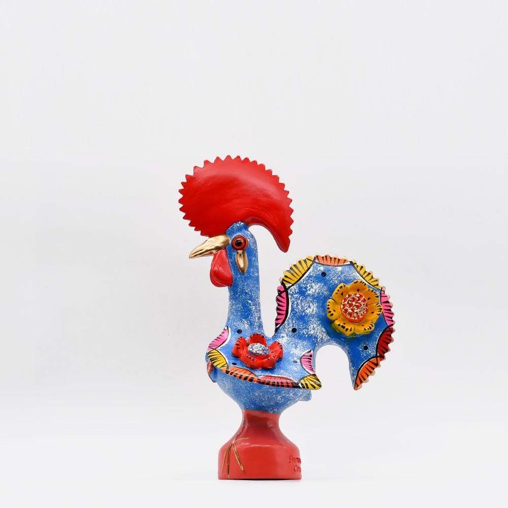 Coq de Barcelos I Statuette en céramique du Portugal Coq de Barcelos 25cm bleu - Prazeres Côta